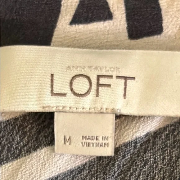 Ann Taylor Loft Geometric Print Shift Dress in Black/Cream Women’s Size Medium - Picture 5 of 7